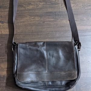 Brown leather mens messenger bag